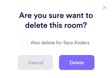 Deleting a direct room - Step 2